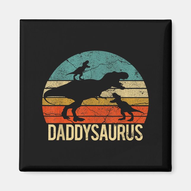 Daddy Dinosaur Daddysaurus 2 Two Kids Christmas Gi Magnet (Front)