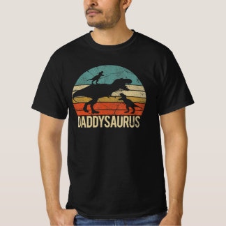 Daddy Dinosaur Daddysaurus 2 Two kids christmas Gi T-Shirt