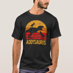 Daddy Dinosaur Daddysaurus 2 Two Kids  Father Day T-Shirt