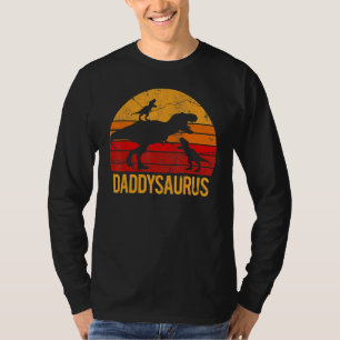 Daddy Dinosaur Daddysaurus 2 Two Kids Father Day T-Shirt