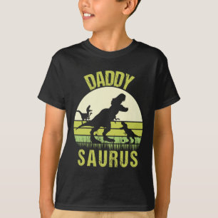 Daddy Dinosaur Daddysaurus 2 Two Kids Fathers Day T-Shirt