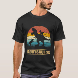 Daddy Dinosaur Daddysaurus 2 Two Kids Funny Father T-Shirt