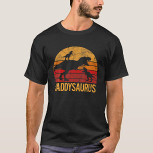 Daddy Dinosaur Daddysaurus 2 Two Kids Xmas T-Shirt