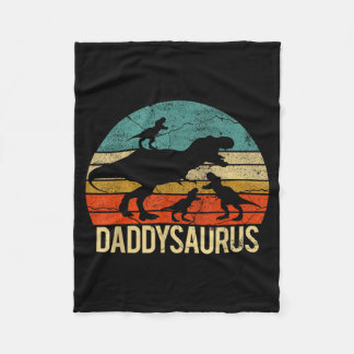Daddy Dinosaur Daddysaurus 3 Three Kids Xmas Chris Fleece Blanket