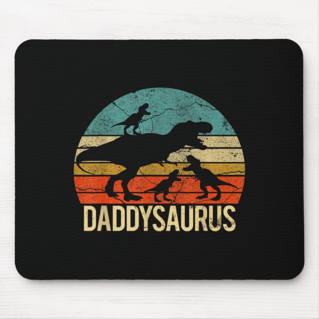 Daddy Dinosaur Daddysaurus 3 Three Kids Xmas Chris Mouse Mat (Front)