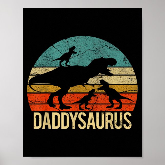 Daddy Dinosaur Daddysaurus 3 Three Kids Xmas Chris Poster (Front)