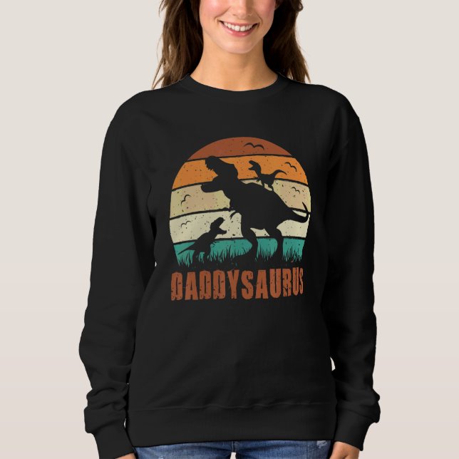 Daddy Dinosaur Daddysaurus 3 three Kids xmas chris Sweatshirt (Front)