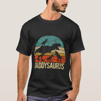 Daddy Dinosaur Daddysaurus 3 Three Kids Xmas Chris T-Shirt