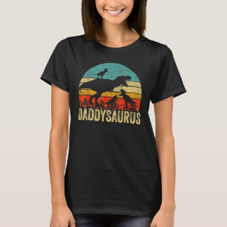 Daddy Dinosaur Daddysaurus 3 Two Kids Father's Day T-Shirt