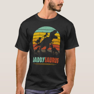 Daddy Dinosaur Daddysaurus 4 four kids For Father T-Shirt