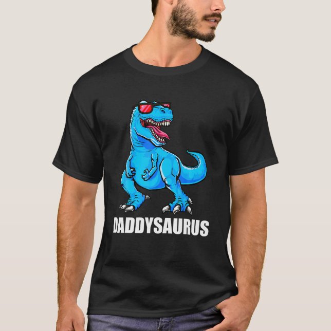Daddy Dinosaur Daddysaurus T Men Dad Dinosaur T-Shirt (Front)