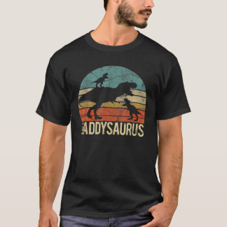Daddy Dinosaurs Daddysauruss 2 Two Kids Christmas T-Shirt
