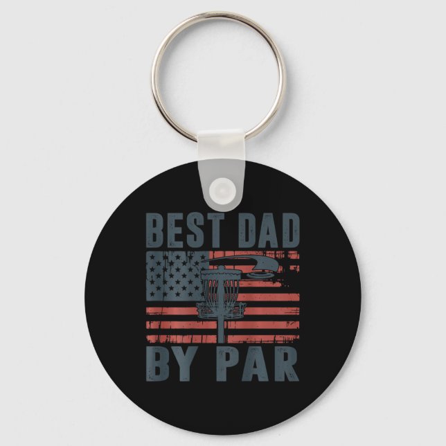 Daddy Disc Golf Best Dad By Par American Flag Us F Key Ring (Front)