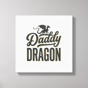 Daddy Dragon Vintage Engraving Shirt Design_1 Canvas Print