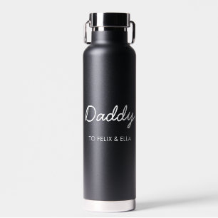 Daddy Elegant Kids Names Father's Day Black Water Bottle