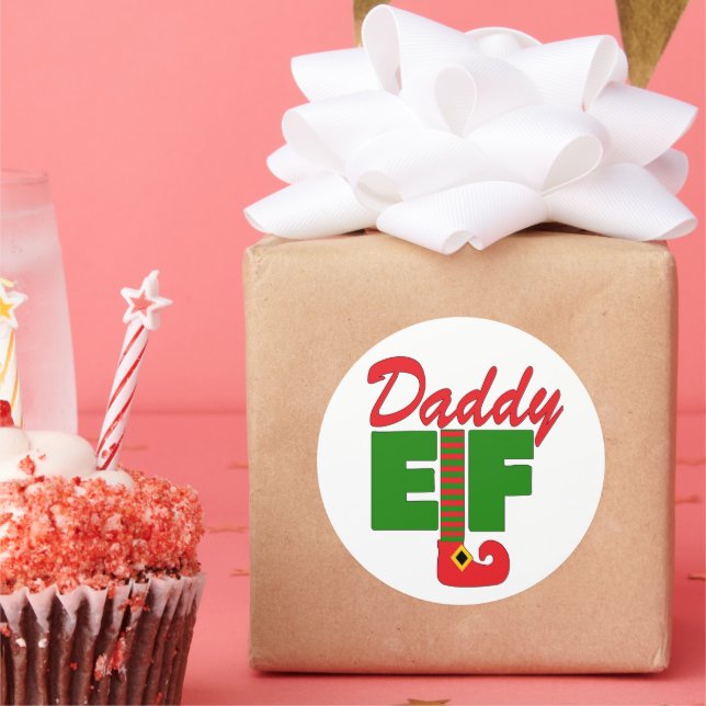 Daddy Elf  Classic Round Sticker (Party)