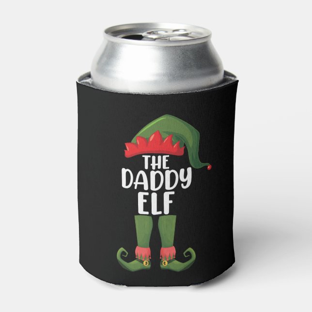 Daddy Elf Family Matching Group Christmas Dad Can Cooler (Can Front)