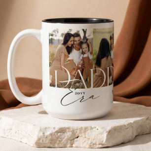 Daddy Era Family Photo Collage Fathers Day  Two-Tone Coffee Mug