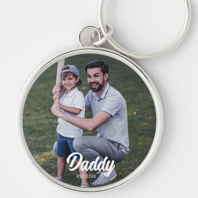 Daddy EST and photo keepsake Key Ring (Front)