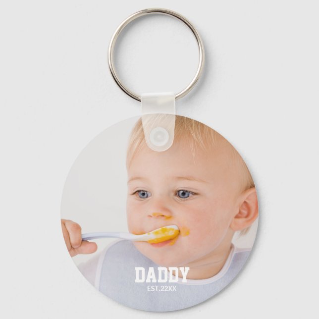 Daddy EST & photo  ,fathers day Key Ring (Front)