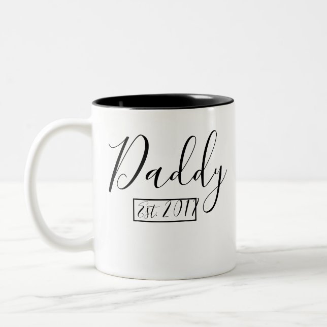 Daddy Est. Year | Personalised Two-Tone Coffee Mug (Left)