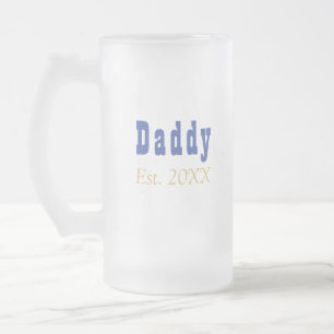Daddy Established Custom Year Frosted Glass Beer Mug