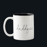 Daddy Established | Dad Gift Two-Tone Coffee Mug<br><div class="desc">This mug features the text Daddy in a beautiful script with "est" and the year! This would make a perfect gift for her for father's day, Christmas, birthday, or the perfect pregnancy announcement! Change the colour of the cup lining to blue for an upcoming boy or pink for an upcoming...</div>