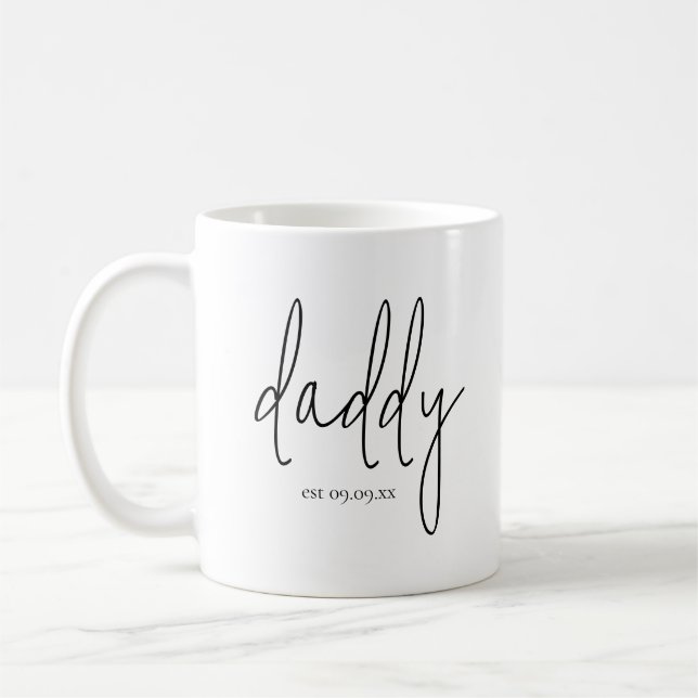 Daddy Established date Baby Name New Dad Coffee Mug (Left)