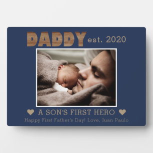 Daddy Established Son's First Hero Name Navy Photo Plaque