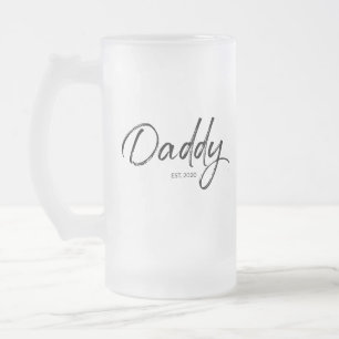 Daddy Established Year Custom Father's day Frosted Glass Beer Mug