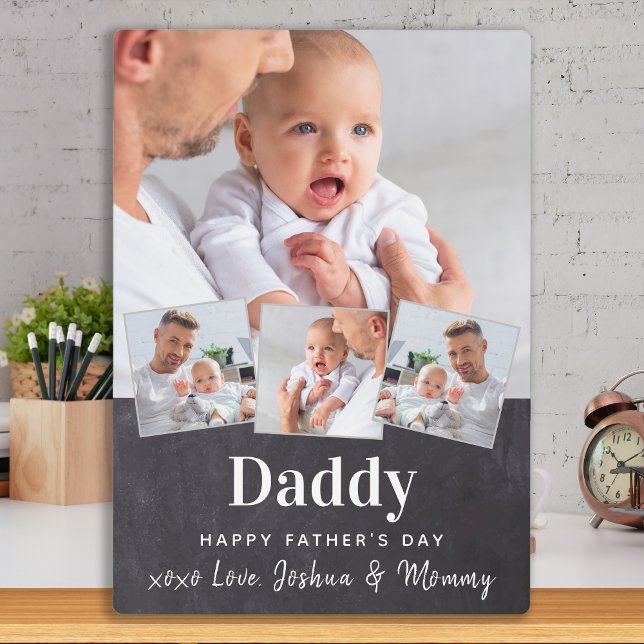 DADDY Father's Day 4 Photo Collage Chalkboard Plaq Plaque (Creator Uploaded)