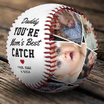 Daddy Father's Day Photo Baseball<br><div class="desc">Cute fathers day baseball gift featuring the saying "daddy you're mum's best catch",  a red heart,  and the kids names. Plus 12 photos for you to customise with your own to make this an extra special dad gift.</div>
