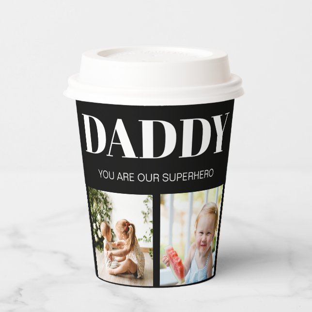 Daddy Father's Day Photo Collage Custom  Paper Cups (Left)