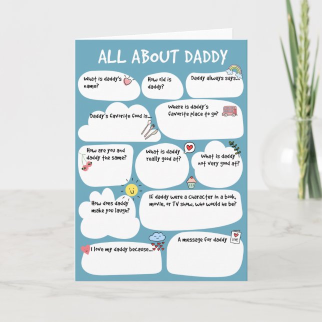 DADDY Father's Day Questionnaire Card (Front)