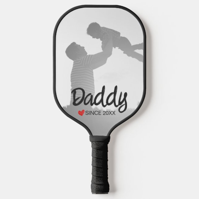 Daddy, first fathers day, first happy father pickleball paddle (Front)