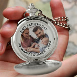Daddy First Fathers Day Personalised Photo Pocket Watch<br><div class="desc">Photo pocket watch with fully editable personalised text and your favourite photo. The wording currently reads "first father's day as daddy to [name[ · 20##" and you can customise this as you wish. A lovely keepsake gift for any occasion and perfact as a fathers day watch or birth announcement gift,...</div>
