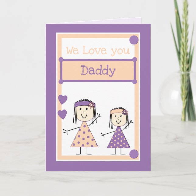 Daddy from little girls purple birthday greeting card (Front)