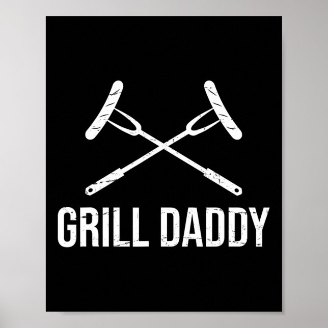 Daddy Funny Fathers Day Gift-grillfather-grill Dad Poster (Front)