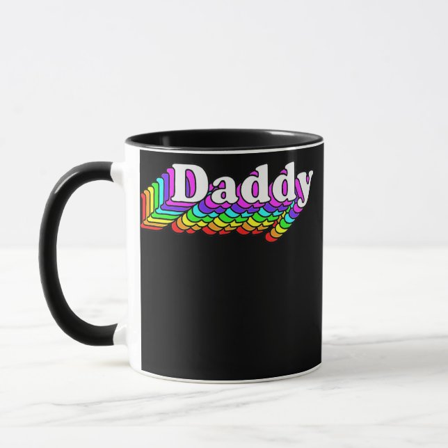 Daddy Gay Daddy Bear Retro LGBT Rainbow LGBTQ Mug (Left)