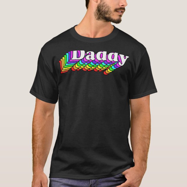 Daddy Gay Daddy Bear Retro Lgbt Rainbow Lgbtq Prid T-Shirt (Front)