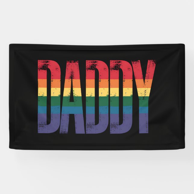 Daddy Gay Pride Month LGBTQ Fathers Day Rainbow Banner (Horizontal)