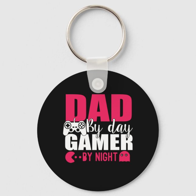 Daddy Gift Dad By Day Gamer By Night Key Ring (Front)
