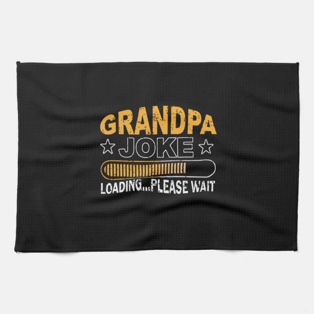 Daddy Gift Grandpa Loading Please Tea Towel (Horizontal)