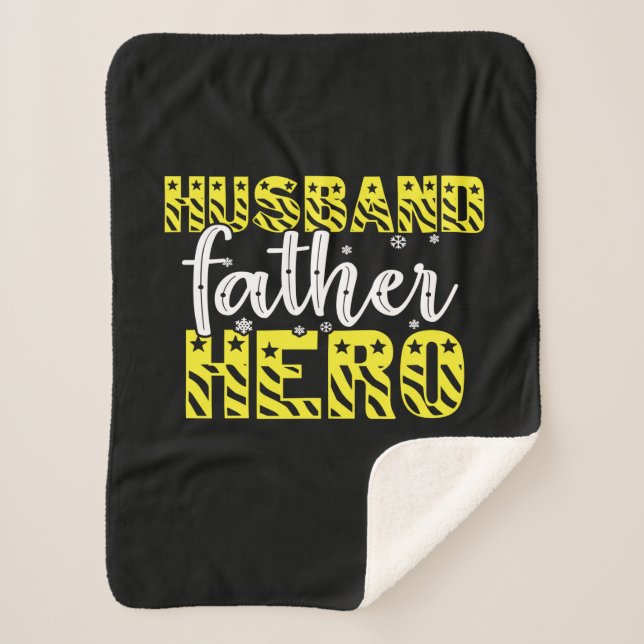 Daddy Gift Husband Father Hero Sherpa Blanket (Front)