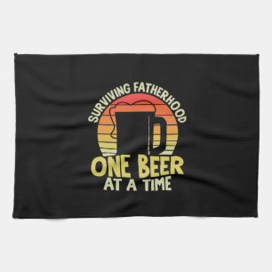 Daddy Gift Surviving Fatherhood One Beer Tea Towel