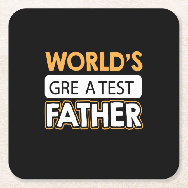 Daddy Gift World's Greatest Father Square Paper Coaster (Front)