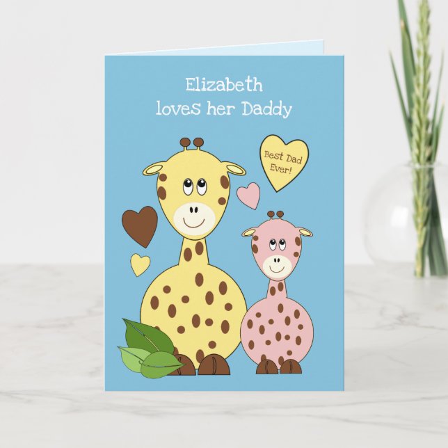 Daddy giraffes from little girl birthday greeting card (Front)