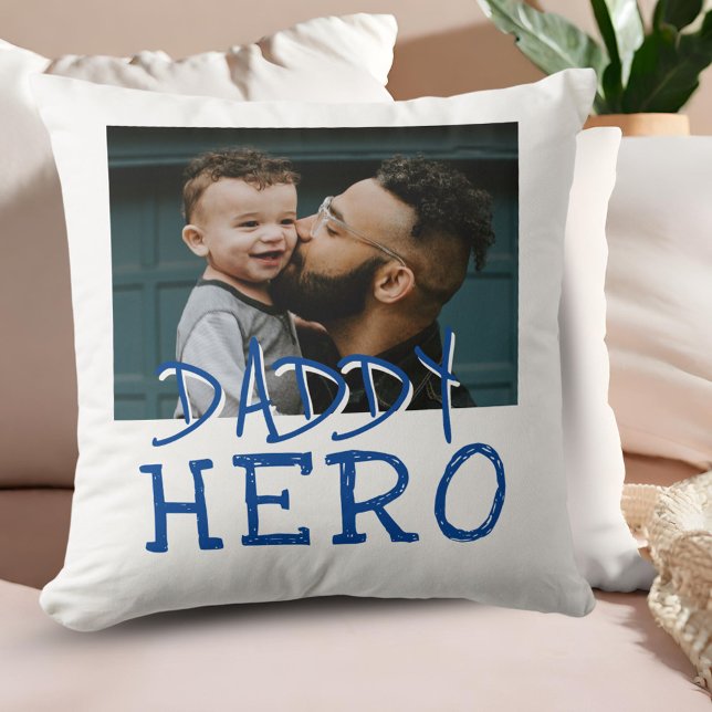 Daddy Hero Dad and Kid Custom Photo  Cushion (Creator Uploaded)