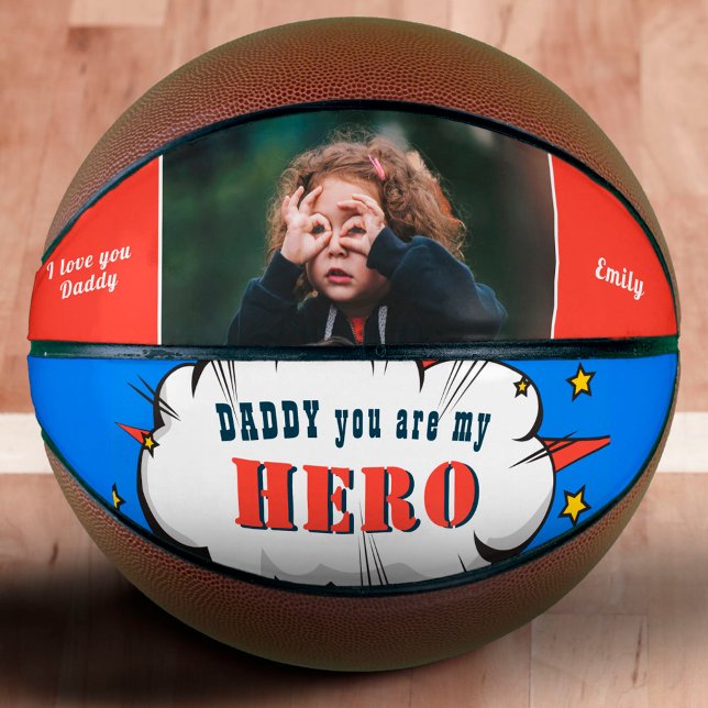 Daddy Hero Superhero Dad Father`s Day Photo Basketball (Creator Uploaded)