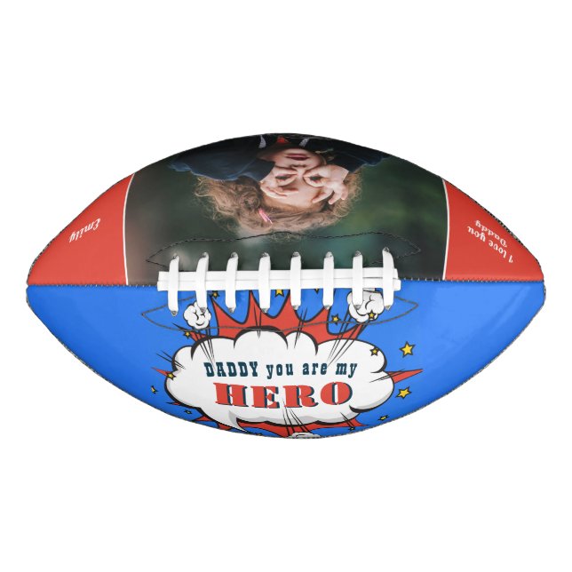 Daddy Hero Superhero Dad Fathers day Photo American Football (Front)